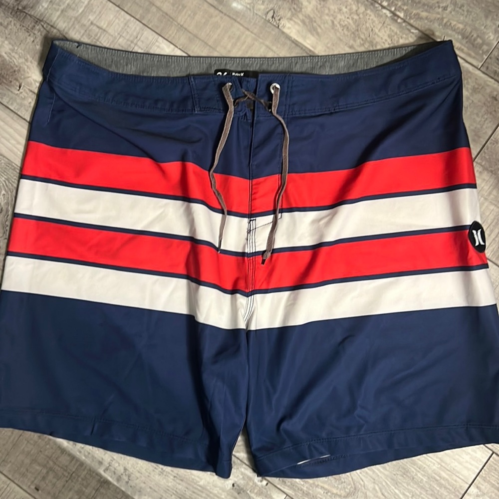 Hurley, Swim Shorts, Red White, And Blue, 36